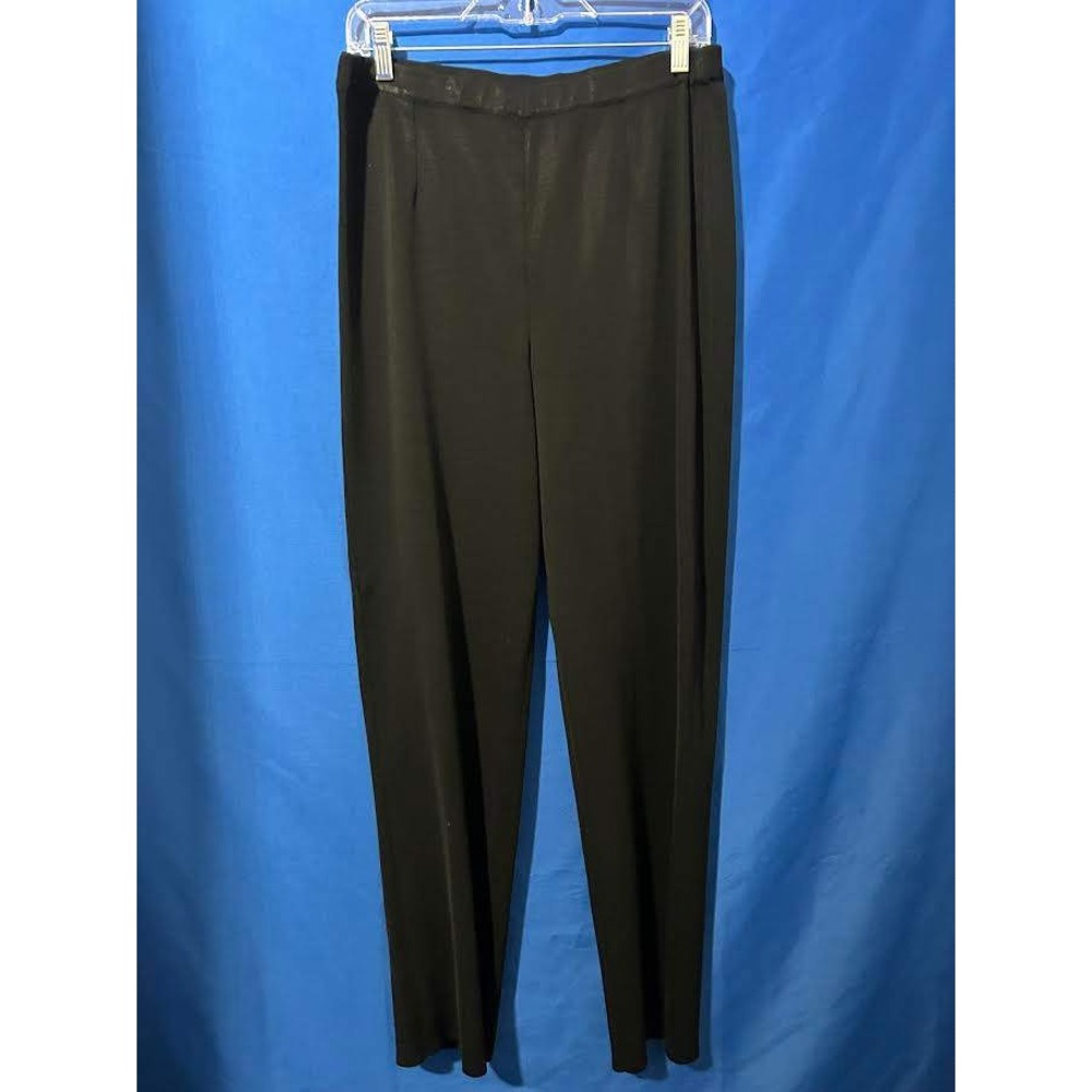 Ming Wang Black Knit Pull On Straight Leg Dress Pants Womens L slinky packable